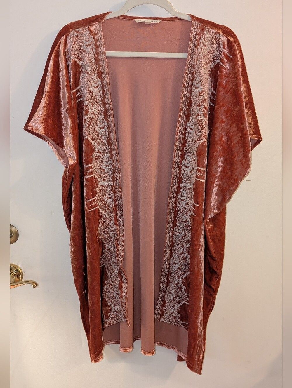 Indigo Thread Co. Velvet Open Kimono - Rosewood
